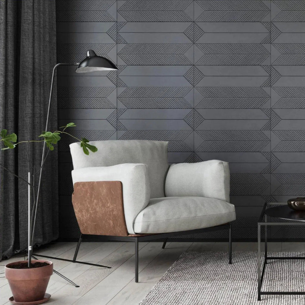 Concrete 3D Tile SAGITA Dark Grey - Box of 8 - DecorMania.eu