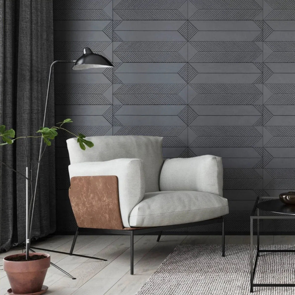 Concrete 3D Tile SAGITA Dark Grey - Box of 8 - DecorMania.eu