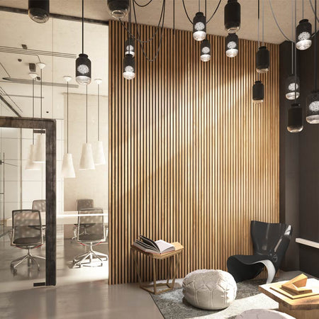 Oak - Black Acoustic Slats Wall Panel 280 x 60 - DecorMania.eu